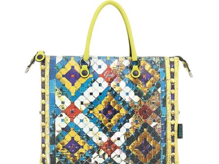 Borsa Donna a Mano con Tracolla GABS G3 PLUS in Pelle stampa Paillettes Rombi Media Online Hot Sale