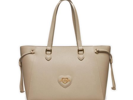 Shopping Bag LOVE MOSCHINO linea Sweet Heart stampa Saffiano Avorio Sale