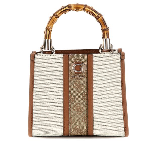 Borsa Donna a Mano GUESS Linea Kerima colore Natural - Latte Logo Misura Piccola For Discount