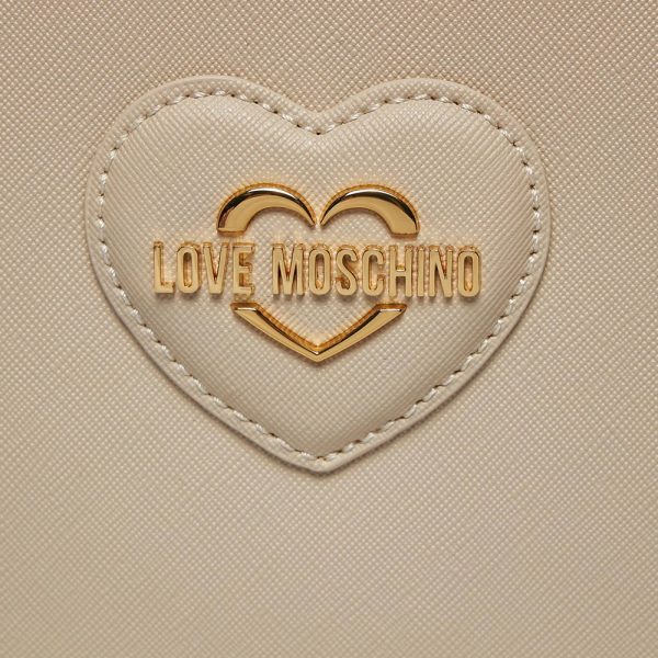 Shopping Bag LOVE MOSCHINO linea Sweet Heart stampa Saffiano Avorio Sale