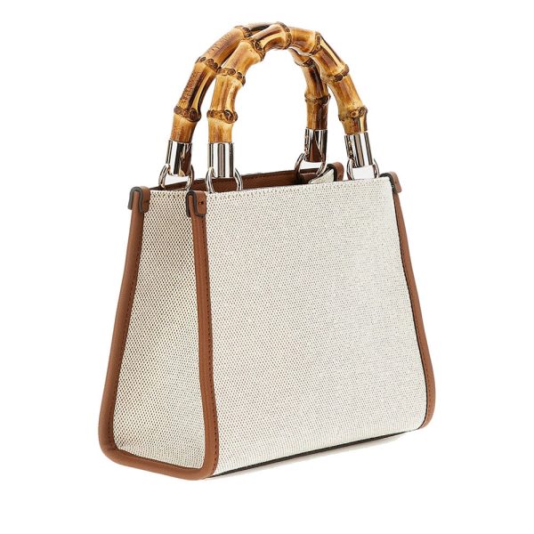 Borsa Donna a Mano GUESS Linea Kerima colore Natural - Latte Logo Misura Piccola For Discount