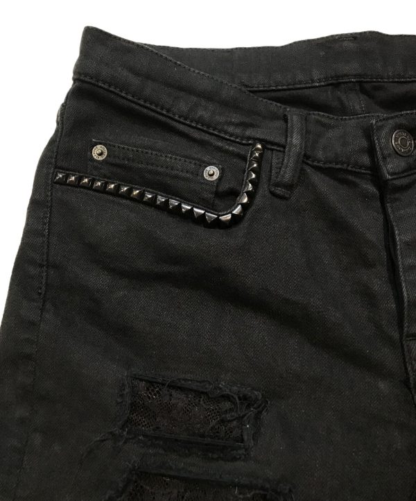 [Pre-owned] Hysteric Glamour Studded Pocket Lace Repair Denim 0104AP05 Discount